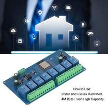 Módulo de relé de 8 canales ESP32, ESP32-WROOM-32E, placa de desarrollo de control inalámbrico WiFi BLE DC 5-30 V. - Neblina azul - Ver 4