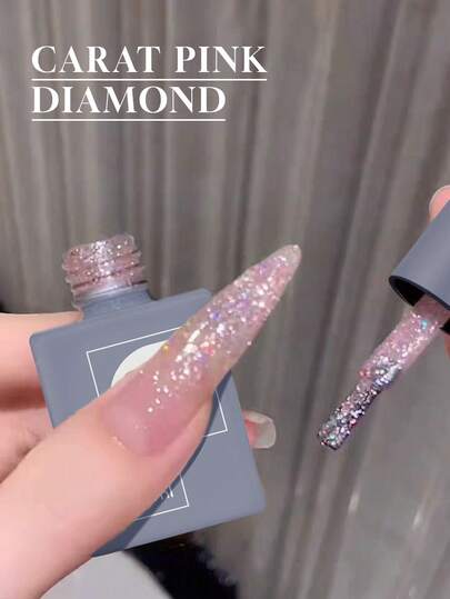 Mec 12ml 闪粉亮片凝胶指甲油，闪耀粉钻光泽凝胶，3D水晶水钻闪光指甲油，可卸除UV/LED持久美甲，适用于沙龙和DIY，奢华闪亮美甲设计，适合女性和女孩