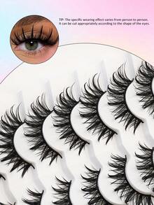 Waloshow 7 Pairs Luxurious Dramatic Fairy Wet False Eyelashes - Spiky & Thick & Fluffy Style With Wet Look & Moisturized Feel Reusable Fake Lashes - Black - View 7