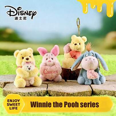  Muñeco de peluche oficial de Disney Winnie the Pooh con corazón, llavero de peluche de Eeyore, llavero de bolso de Piglet, regalo de cumpleaños, regalo del Día de San Valentín, recuerdo, decoración de fiesta, regalo pequeño