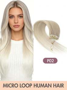 Micro Loop Human Hair Extensions, Silky Soft Hair With Voluminous Ends, Highlight Color Micro Bead Invisible Micro Loop Real Human Hair For Women - 彩色 - 查看 24