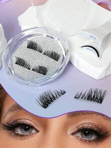 1 Pair Magnetic False Eyelashes, No Glue Needed, Magnetic Adsorption In 1 Second - View 3