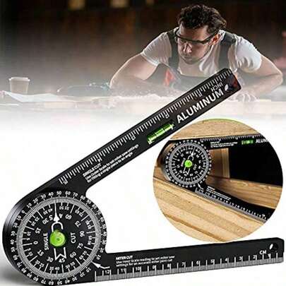 TLL  Miter Saw ProtractorAluminum Protractor Angle Finder With Level Gauge High Precision Laser Inside And Outside Miter Angle Finder For Angle Finder Carpenters Trim Work Plumbers And All Building TradesTLL2574