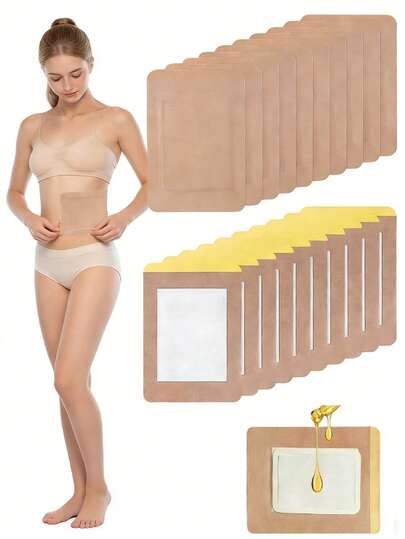 50 Pieces, Self-Adhesive Castor Oil Patches (Oil Not Included), Abdominal Patches, Skin-Colored Adhesive Backing, Non-Woven Fabric, Leak-Proof Design, No Washing Required, Portable, No Power Or Batteries Needed, No Medication, No Rinsing Required, Easy To Use - Suitable For All Skin Types.