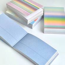 Rainbow Gradient & Stripe Memo Pad Set, Aesthetic Lined Notebook For Journaling, Study & Planner Organization - one-size - View 4