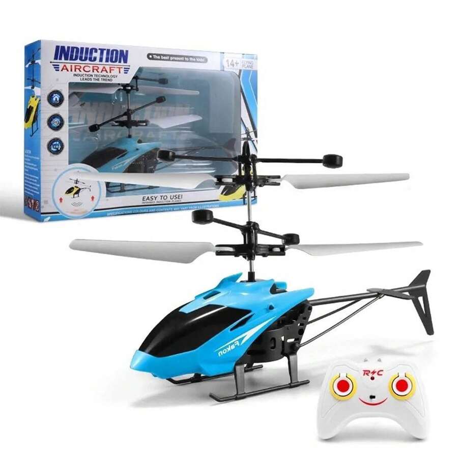 Helicópteros, Helicóptero De Juguete Teledirigido Con Mando A Distancia, Luces LED - Azul - Ver 1
