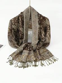 1 chiếc khăn choàng nữ kiểu Bohemian cổ điển, chất liệu giả cashmere, mềm mại như lụa, đa năng, phù hợp cho trang phục hàng ngày, che chắn khi đi biển, làm quà tặng ngày lễ, hoặc dùng trong mùa điều hòa. - Cà phê nâu - Xem 2