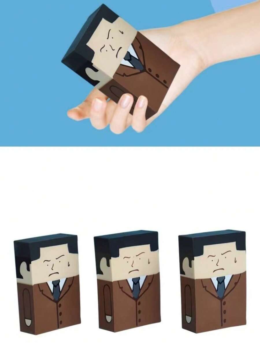 1个光头造型橡皮擦，这套造型独特的卡通趣味橡皮擦能为您的文具收藏增添乐趣。这些可爱的橡皮擦不仅是实用的书写工具，还能轻松开启话题。款式随机，非常适合开学季。文具，完美的学生奖励和百宝箱填充奖品，趣味橡皮擦，教室，可爱文具 - 駝色 - 查看 1