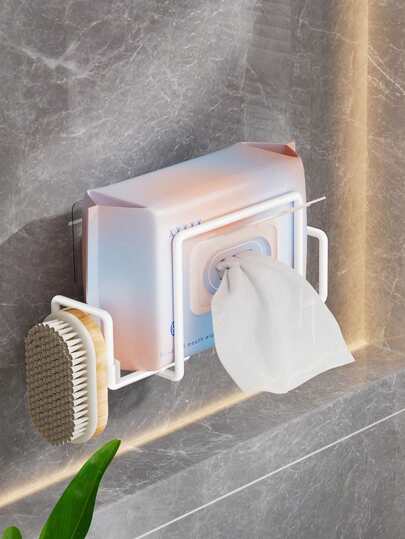 1PC No-Drill Wall-Mounted Multi-Functional Wet Wipe Holder/Storage Rack, Suitable For Storing Wet Wipes, Paper Towels, Kitchen Gadgets, Dish Soap, Etc., Suitable For Home Bathrooms, Kitchens, Hotels, Etc.