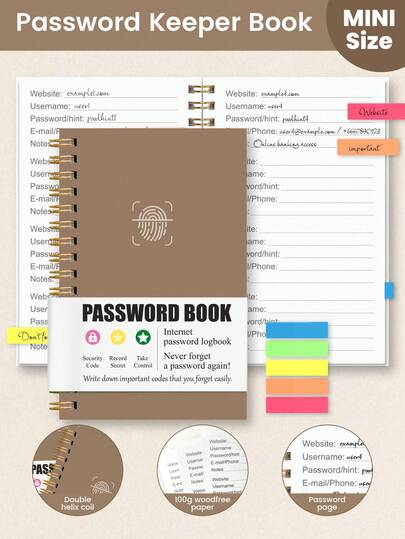 A Pocket Password Keeper Book With Alphabetical Labels, A6 Password Book For Website Logins,Internet Address Manager Logs, A Password Organizer Book For Seniors, School & Office Supplies