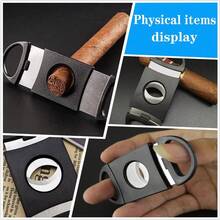 Stainless Steel Cigar Cutter, Sharp Dual Blades Portable Cigar Scissors Accessory Suitable For Cigar Enthusiasts (Black/Silver) - Double-blade  Cutter - View 8