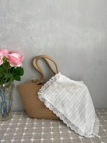 1pc/2pcs/6pcs Korean Wave Texture Striped Placemats, Princess Style Dining Cloth With Ruffle Edges, Cute Food Plate Insulation Mats - Multicolor - View 2