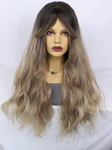 High Crown Black Tea Ombre Long Wavy Wig, Soft Loose Curls, Versatile For Daily Street Style & Music Festivals, Smooth & Low-Maintenance - Khaki - View 10