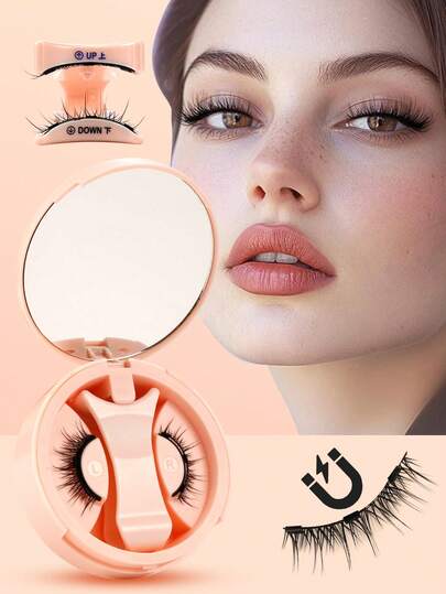 1 Set Magnetic False Eyelash Applicator, Thick Cartoon Style Design, No Glue Needed, Easy To Wear And Remove, Size 4-14mm