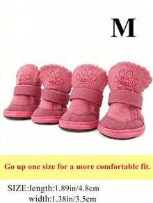 4pcs/Set Thick Faux Fur Pet Snow Boots, Suitable For Small-Medium Pets Indoor & Outdoor Wear, Fashionable & Warm - Multicolor - View 14