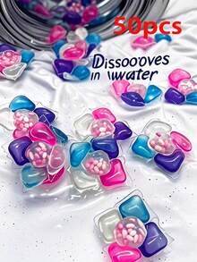 100pcs 5-In-1 Laundry Detergent Capsules, Long-Lasting Fragrance, Strong Stain Removal, Color Protection, Concentrated Detergent Pearls, Suitable For Washing Machines - Multicolor - View 11