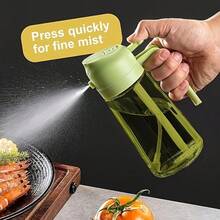 2Pcs Kitchen Glass Olive Oil Dispenser, 2-In-1 Oil Kettle And Cooking Sprayer, 16oz. High-Grade Glass Oil Bottle, Auto Flip Cap (Light Blocking) Cooking Oil Spray, Perfect Cooking Tool For Barbecue, Motorhome And Kitchen, Cooking Oil Bottle, Prep Tool - 查看 1