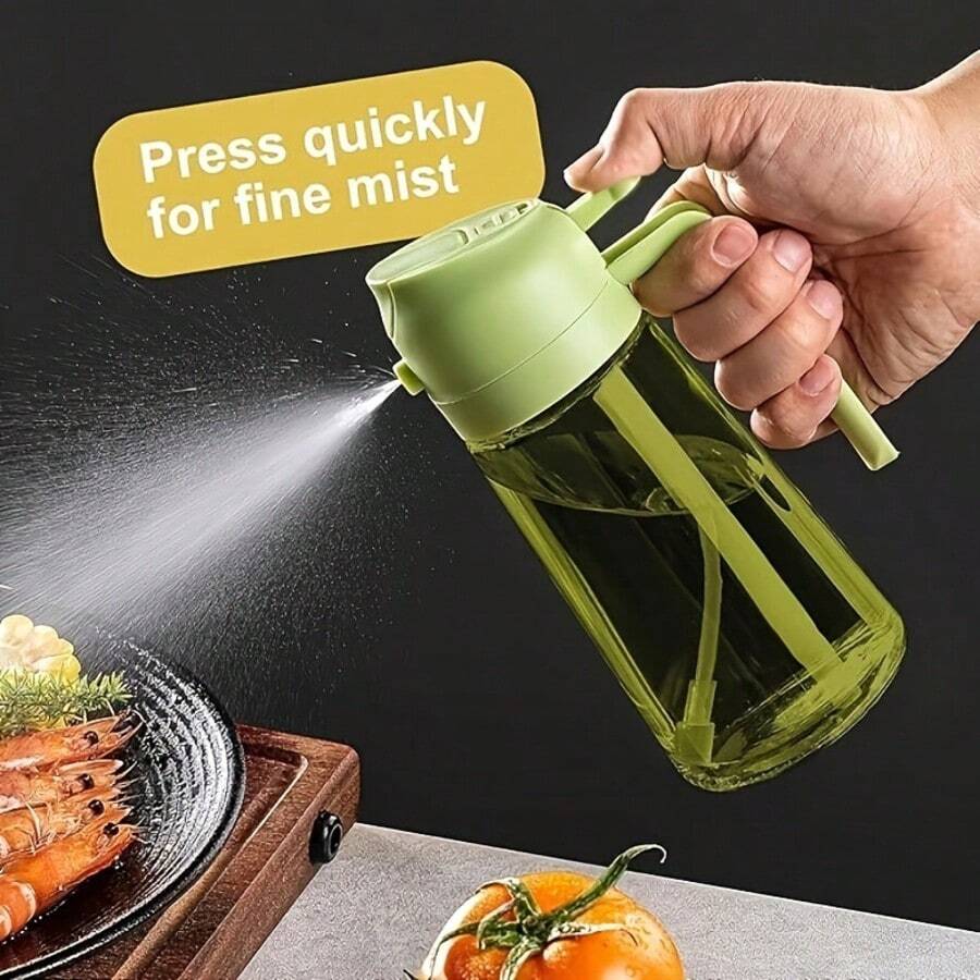 2Pcs Kitchen Glass Olive Oil Dispenser, 2-In-1 Oil Kettle And Cooking Sprayer, 16oz. High-Grade Glass Oil Bottle, Auto Flip Cap (Light Blocking) Cooking Oil Spray, Perfect Cooking Tool For Barbecue, Motorhome And Kitchen, Cooking Oil Bottle, Prep Tool - 查看 1