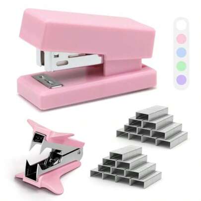 Pink Mini Stapler With Staples Portable Office Supplies Set With Small Stapler Staple Remover And 2 000 Staples Cute Mini Stapler For Desk School Office And Home Desk Essentials