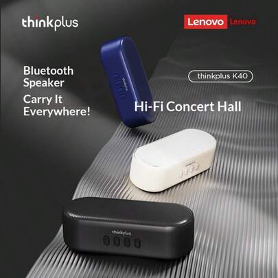  Lenovo Portable Bluetooth Speaker With Surround Sound, 16-Hour Battery Life, High-Quality HiFi Audio, Available In Blue/White/Black, Compact Mini Speaker Suitable For Outdoor/Indoor/Music Room/Party/Holiday