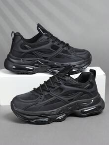 时尚休闲男鞋，经典时尚男士运动鞋系带跑步鞋，个性化男士运动鞋街头休闲鞋 - 黑色 - 查看 5