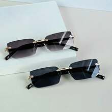 1/2pcs Vintage Frameless Metal Couple Glasses, Best Gift Choice, Fashion Classic Accessory, High Quality, Suitable For Men In Multiple Occasions - Multicolor - View 8