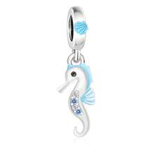 1pc 925 Sterling Silver Seahorse Pendant Decoration, Ocean Style DIY Jewelry, Unisex Gift - Silver - View 6