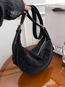 New Fashion Women's Solid Color Minimalist Shoulder Bag, PU Leather, Suitable For Dates, Shopping, Versatile And Exquisite - Black - View 4