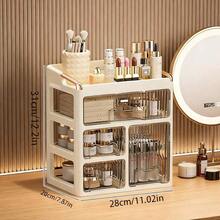 New Stylish Makeup Organizer Box, Drawer Type Vanity Desk Storage Rack, Bathroom Countertop Skincare Holder - Multicolor - View 5