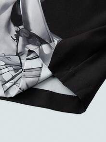 Modcrash Men's Summer Short Sleeve Polo Shirt, Goddess Print Fashion Casual Shirt Spring To Summer - Black - View 5