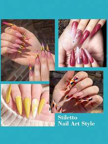 120片透明假指甲，长款尖头，半覆盖式，带盒，适用于亚克力美甲延长工具 - 無色 - 查看 3