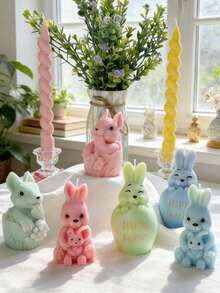 1pc Easter Rabbit Candle Mold Set Exquisite Design For DIY Handmade Soap Candle Gypsum Craft Holiday Gift Silicone Mold Easter Valentine's Day Christmas Wedding - A - View 1