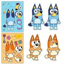 Bluey 1 set/6 piezas Pegatinas de rompecabezas de perros de dibujos animados, pegatinas de rompecabezas de animales hechas a mano y divertidas, pegatinas educativas de animales, regalo perfecto para fiestas y carnavales - Multicolor - Ver 3