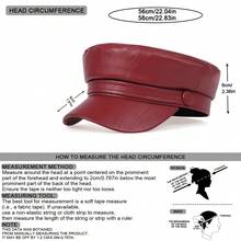 Fashionable & Versatile Solid Color PU Leather Beret - Burgundy - View 4