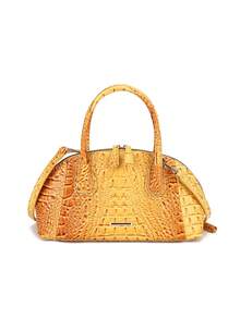 Luxury Crocodile Pattern Handbag, Retro Genuine Purse, Women's Classic Boston Bag & Shoulder Bag - Màu vàng - Xem 8
