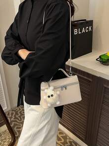 Dedoo Minimalist Sweet Girl Style Handbag And Shoulder Bag, With Embossed Texture, Square Box Shape, Elegant Dual Zipper Design, Suitable For Commuting, Dating, Parties And Other Occasions - White - View 4