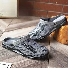 Men's Dual-Purpose Slippers, Anti Slip And Cool Slippers, Summer Beach Outdoor Perforated Shoes - Breathable, Casual Cool Slippers - 灰色 - 查看 2