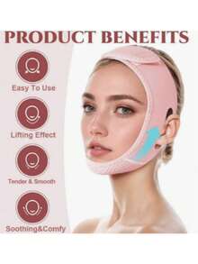 Máscara reutilizable Juskaa con correa para la barbilla para levantar la línea V mientras duerme, levantamiento facial para prevenir el flacidez, ejercitador de mandíbula, color rosa, talla M - Rosa Pálido - Ver 4