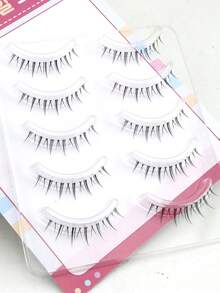 5 cặp mi giả lông chồn nhẹ, đan chéo, tự nhiên, mềm mại, làm thủ công cho vẻ ngoài ngọt ngào kiểu anime. - Xem 6