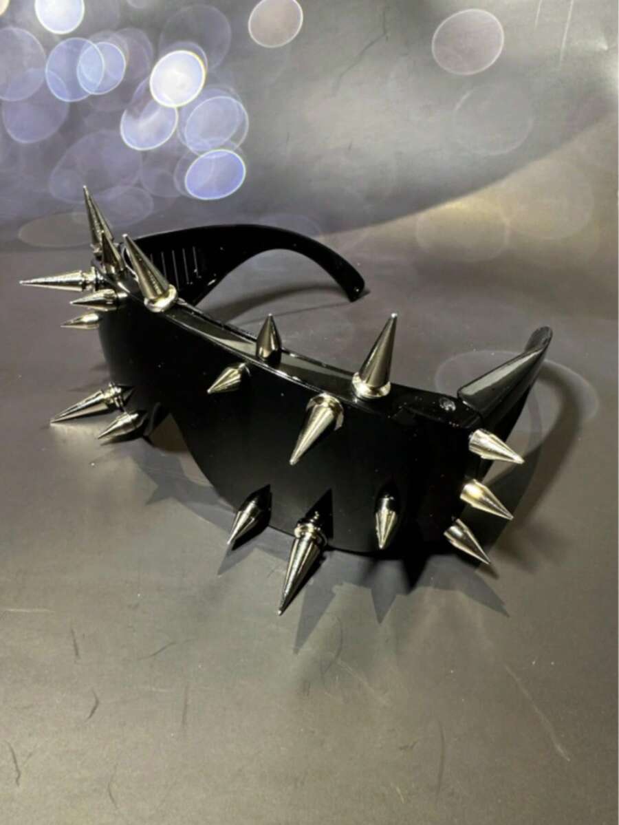 1/2/3pcs Gothic Punk Rock Metal Style Studded Fashion Glasses, Suitable For Music Festivals, Parades, Goth, Biker, Party, DIY Combination Set (Lenses May Have Minor Defects, Can Be Manually Installed With Screws Without Affecting Use)