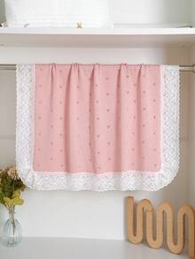 1pc Casual Minimalist Fashion Baby Knitted Blanket, Sweet Lace Patchwork Children's Cozy Throw Blanket, Suitable For All Seasons - Pink - View 3