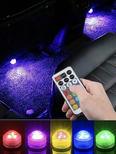 Mini Rotary Remote Control Underwater Light, LED RGB Color Changing Waterproof Candle Lamp, Suitable For Car, Pool, Pond, Vase, Bathtub, Aquarium, Fountain And Other Underwater Lighting