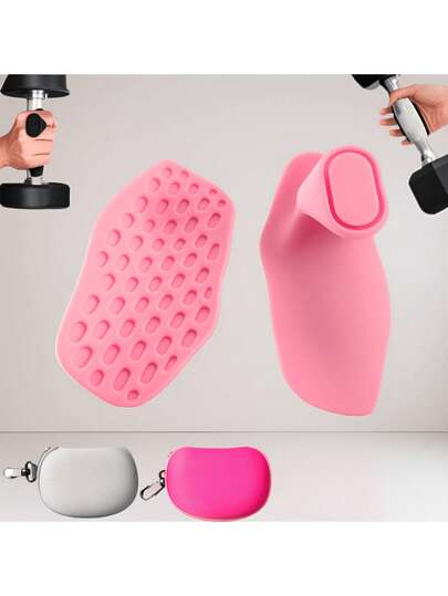 2 piezas Juego de entrenamiento de fuerza de agarre rosa, que incluye estuche de transporte rosa, guantes de fitness antideslizantes, manijas de levantamiento de pesas unisex, agarres de barra de goma, manijas de levantamiento de pesas antideslizantes de goma, regalo perfecto para Navidad o Acción de Gracias