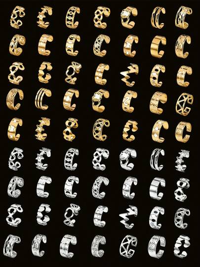 Juego de 16 piezas/3 piezas de anillos para los dedos de los pies minimalistas, vintage y elegantes con diseños de corazón y estrella hueca, adecuados para la playa, citas, fiestas y uso diario como regalo