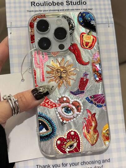 1pc Mexican Folk Art Style: Sun, Heart, Moon Pattern Print IMD Process Gradient Feather Yarn Phone Case Compatible With IPhone 13/11/17/17pro/16/14/15/15pro/15 Plus/15 Promax/7plus/8plus/X/Xs Max/Xr/11pro/12pro/13pro/14pro/12mini/13mini/11promax/12promax/13promax/14promax/14plus/17pro Max/17Air/6/6s Plus/7/8/16Pro/16plus/16promax/Se2/17promax&Compatible With Samsung Galaxy/A54/A14/A12/A13/A15/A32/A33/A24/A52S/S20/S21/S22/S23/S24/S23Plus/S24ultra/S25/A15/A33/A23