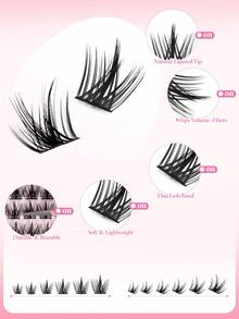 416pcs Eyelash Extension Kit, DIY Eyelash Extension Set, Individual Lash Cluster,Includes False Lashes, Bond&Seal, Remover, Tweezers, DIY Eyelash Extension Set, Lightweight Natural Curly Eyelashes, Thin And Lightweight, Suitable For Daily Use, Travel, Beginners, Weddings, Dates, Parties, Holidays - Black - View 2