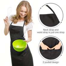 12 Pack Bib Apron,Unisex Black Commercial Apron With 2 Pockets,Unisex Black Plain Aprons With Long Ties,Kitchen Cooking Aprons For Women Men Chef,Painting BBQ Grilling Baking Restaurant,Machine Washable - Black - View 9