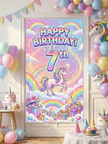 Fondo de banner de fiesta de cumpleaños con tema de Frozen, impresión de patrón de castillo, adecuado para el 1er cumpleaños, decoración del hogar para fiesta de cumpleaños - A - Ver 3