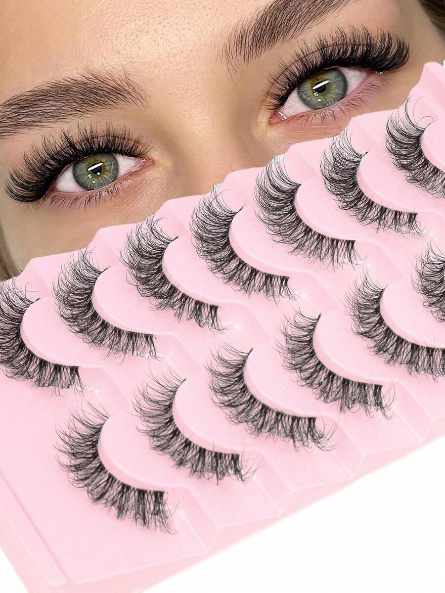 7 cặp mi giả lông chồn nhân tạo dài 5-15mm, có thể tái sử dụng, nhiều lớp, xoăn và bông xốp, dày và mềm mại, bồng bềnh, kiểu mắt mèo, phù hợp cho người mới bắt đầu, thoải mái và đa năng cho các kỳ nghỉ và tiệc tùng. - màu đen - Xem 1