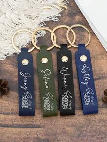 Llavero de cuero personalizado 2026, regalo de graduación con nombre personalizado, llavero de graduación universitaria, recuerdo de fiesta, regalo de fiesta de graduación - E - Ver 5
